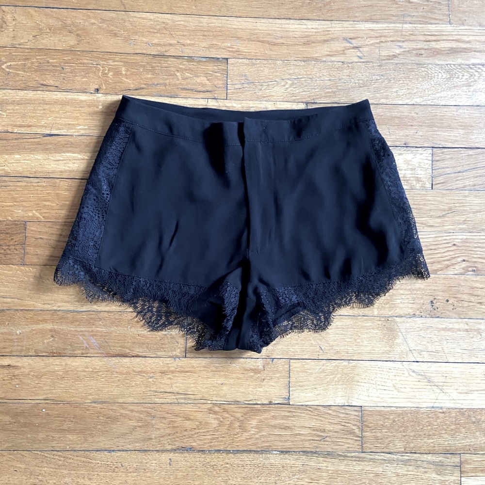 Black Lace-Trim Women's Shorts